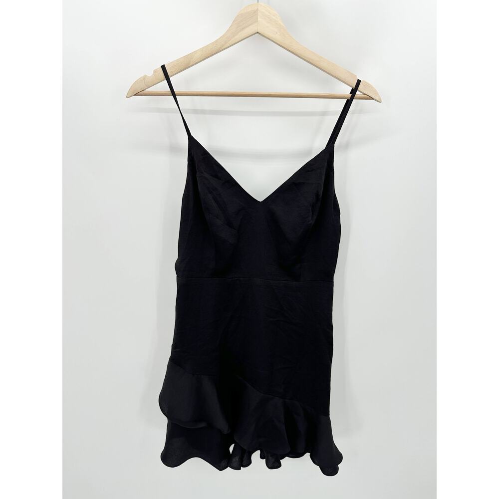 Express Dress Women SMALL‎ NWT Black V-Neck Sleeveless Ruffle Mini LBD
